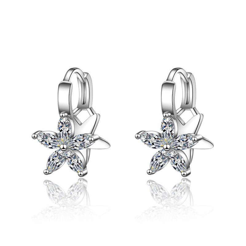 Fanqieliu 925 Sterling Silver Natural Crystal Small Hoop Earrings