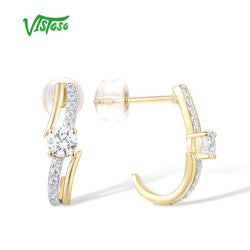 9K Yellow Gold Sparkling White CZ Earrings for Women