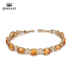 MLZB Citrine 18k Pure Gold Female Bracelets Fine Jewelry  Gift Girl Thin Trendy Solid 750 Real Bangle Party Good Nice