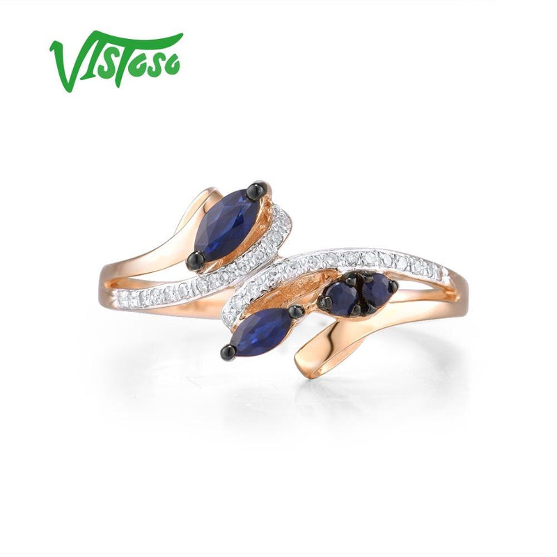 14K Rose Gold Blue Sapphire Ring