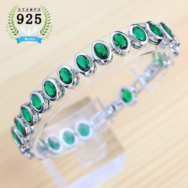 925 Sterling Silver Sapphire Bracelet, Adjustable 19cm+2cm, for Woman