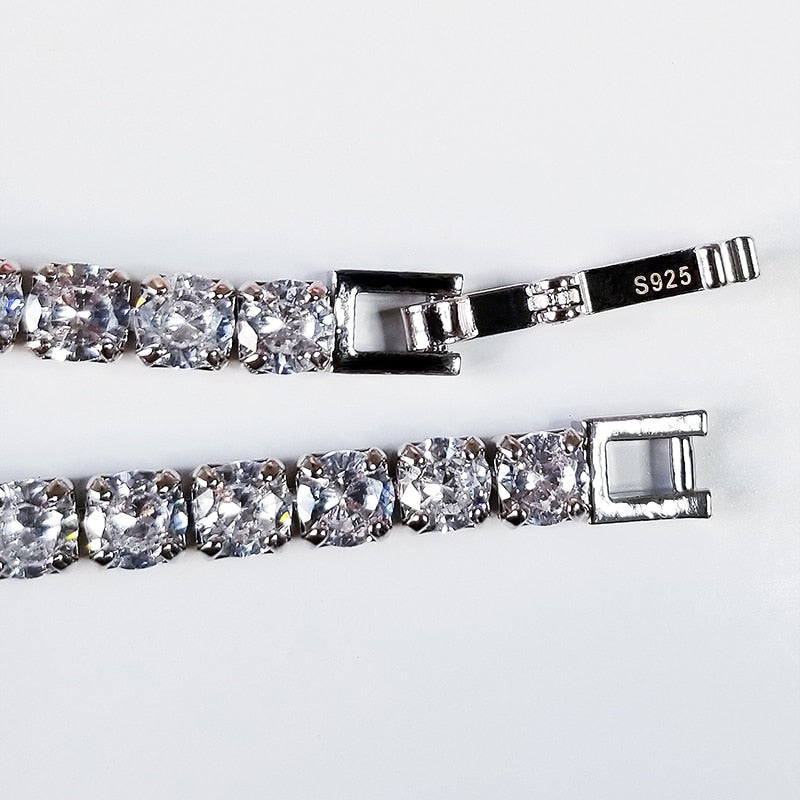 Solid 925 Sterling Silver 4mm CZ Tennis Bracelet length 18cm