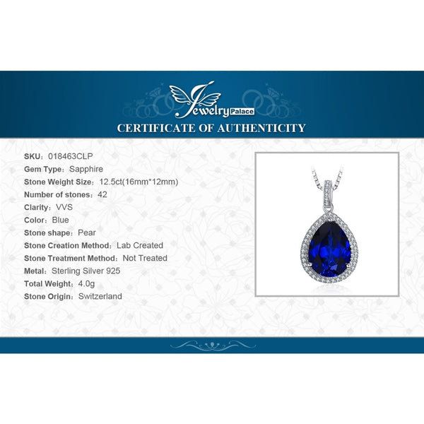 925 Sterling Silver Created Blue Sapphire Choker Pendant for Women