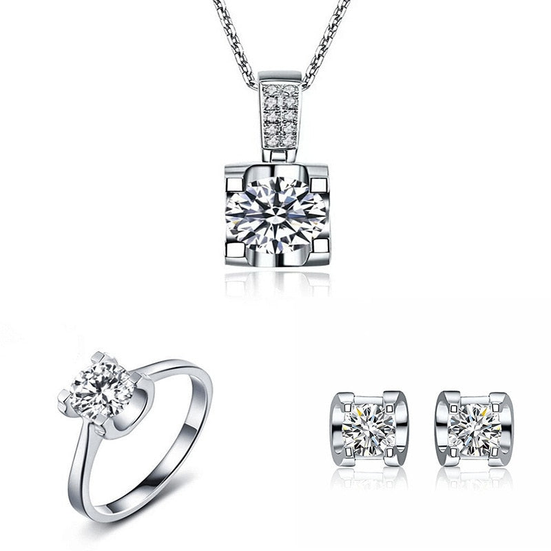 925 Sterling Silver Ox Head Moissanite Jewelry Set for Women