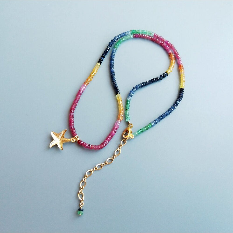 Lii Ji Genuine Ruby Sapphite Emerald Delicate Necklace