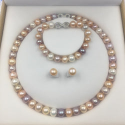 Freshwater Pearl Necklace, Bracelet, and Earring Set for Women