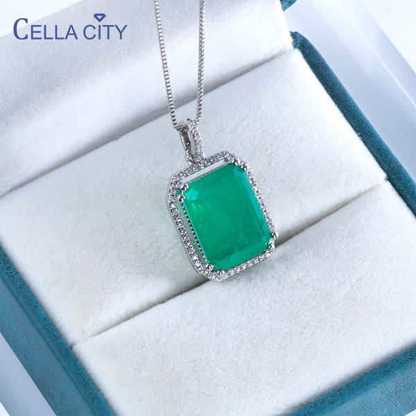 Sterling Silver Emerald Pendant Necklace for Women