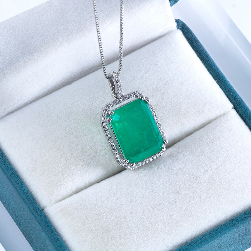 Sterling Silver Emerald Pendant Necklace for Women