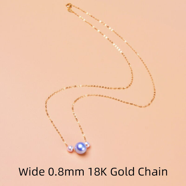 18K Gold Sea Pearl Mickey Pendant Necklace for Women