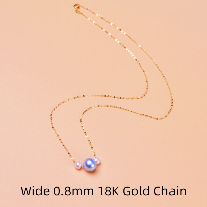 18K Gold Sea Pearl Mickey Pendant Necklace for Women