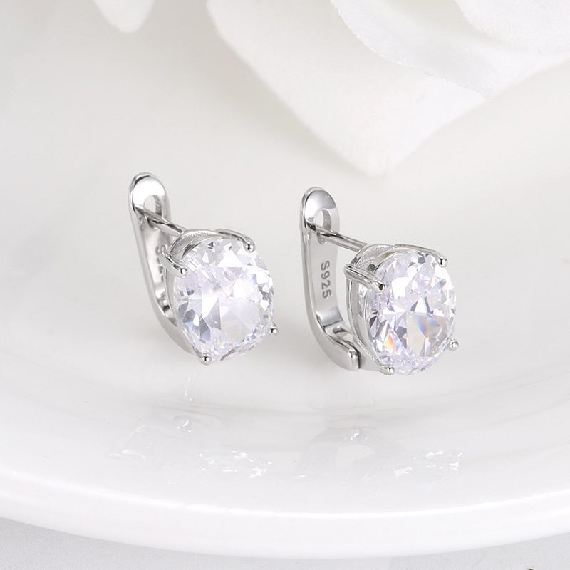 925 Silver Sapphire Lab Diamond Earrings for Women