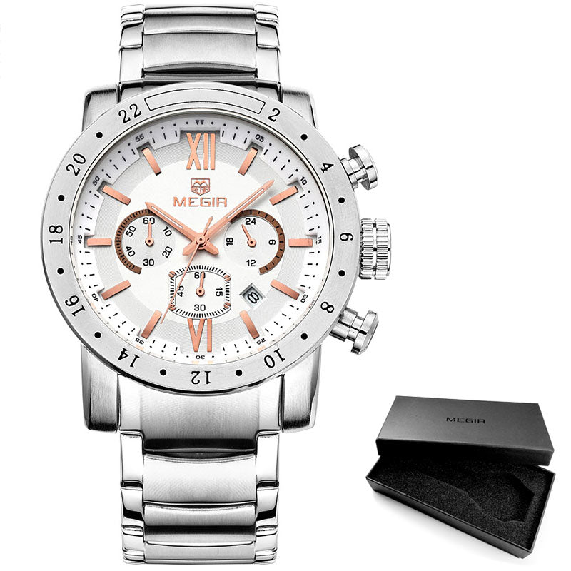 Megir fashion quartz watch for man waterproof luminous wrist watch mens large dial watches 3008