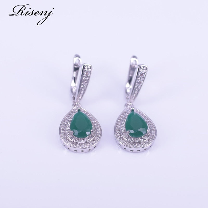 925 Sterling Silver Malay Jade Jewelry Set for Women