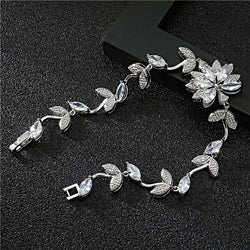 Sterling Silver Leaf Gemstone Bracelet for Women