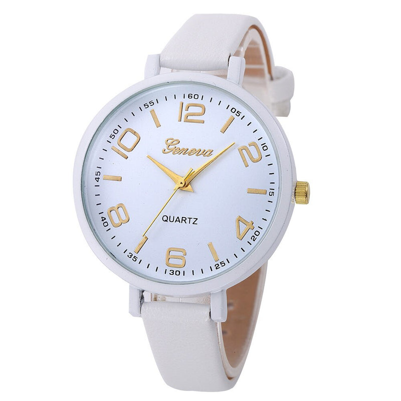 New Geneva Fashion Women Watches Hot Sale Leather Belt Bracelet Simple Dropshipping Digital steel dial Quartz Wrist Female Clock