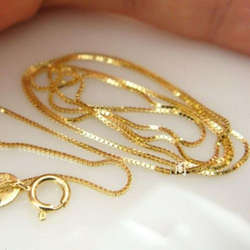 Real 18k Yellow Gold Chain 0.5mm Necklace