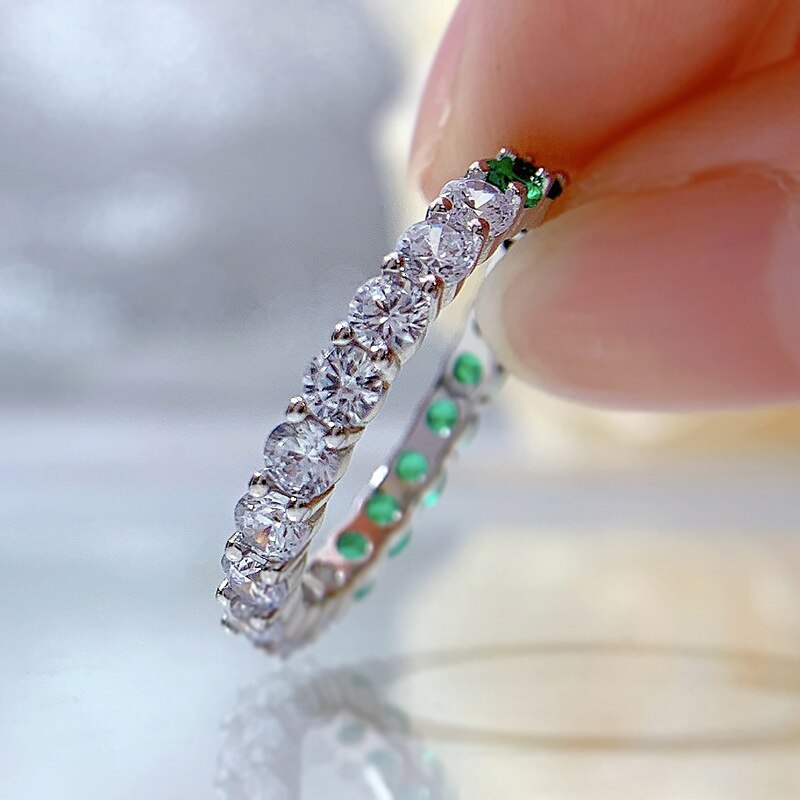 OEVAS 100% 925 Sterling Silver Emerald High Carbon Diamond Rings For Women Sparkling Wedding Party Fine Jewelry Gift Wholesale