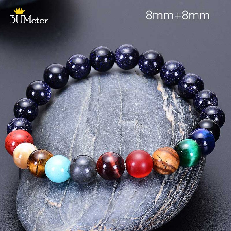 Natural Stone 7 Chakra Tiger Eye Beads Bracelet for Men Women