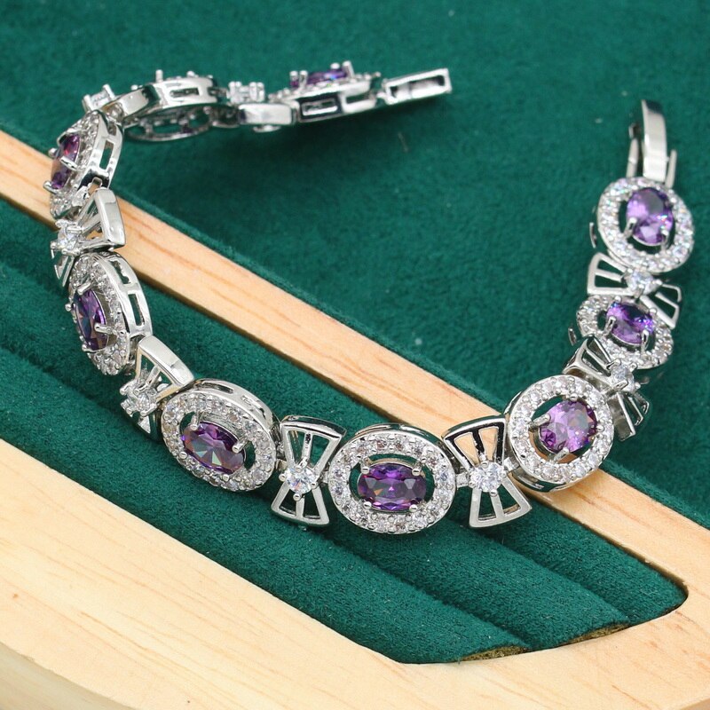 925 Silver Purple Zircon Jewelry Set for Women