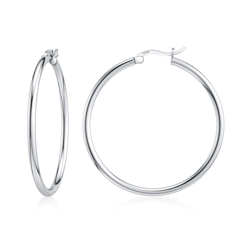 Jiayiqi 925 Sterling Silver Simple 14-35mm Circle Hoop Earrings