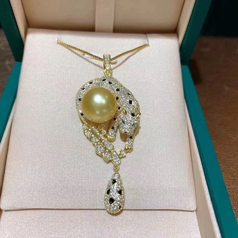 Sterling Silver Freshwater Golden Pearl Pendant Necklace for Women