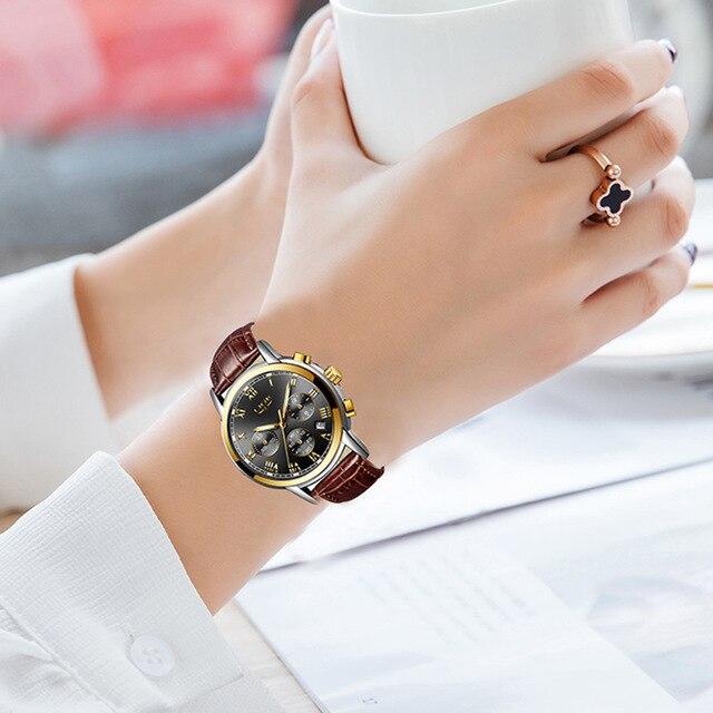 2021 LIGE Ladies Watches Top Brand Luxury Fashion Stainless Steel Watch Women Chronograph Quartz Clock Waterproof Wristwatch+Box