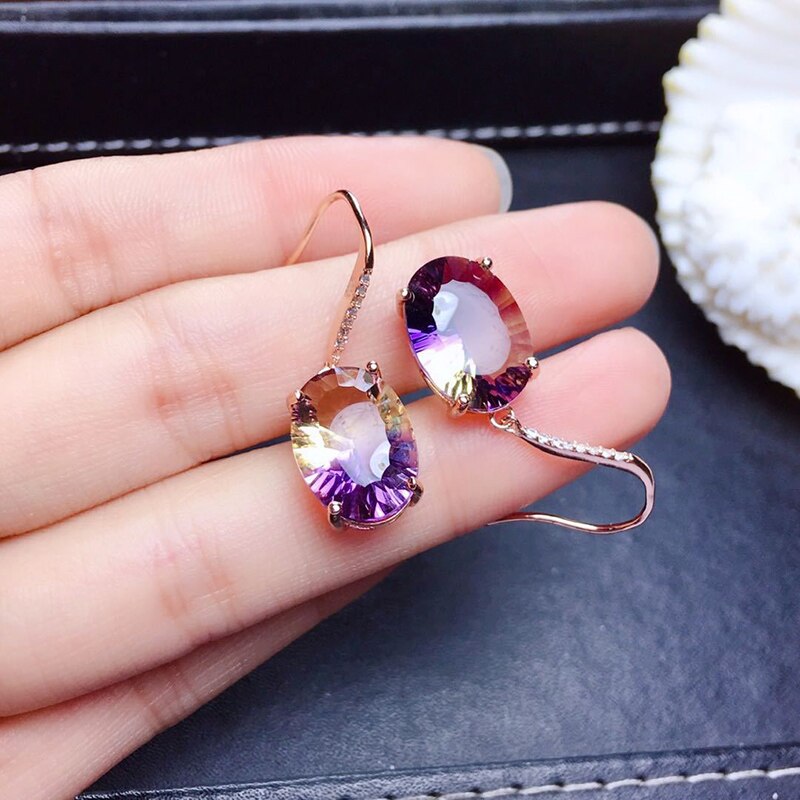 925 Sterling Silver Amethyst Drop Earrings