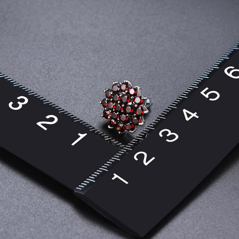 925 Sterling Silver Red Garnet 3.16 Carat Stud Earrings for Women