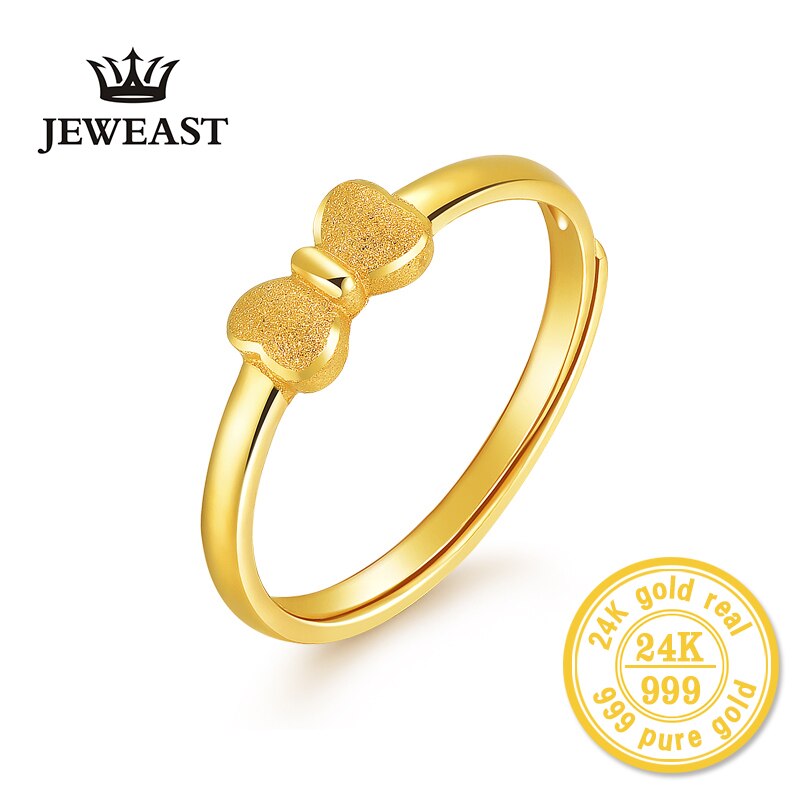 24K Gold Real Pattern Resizable Ring for Women