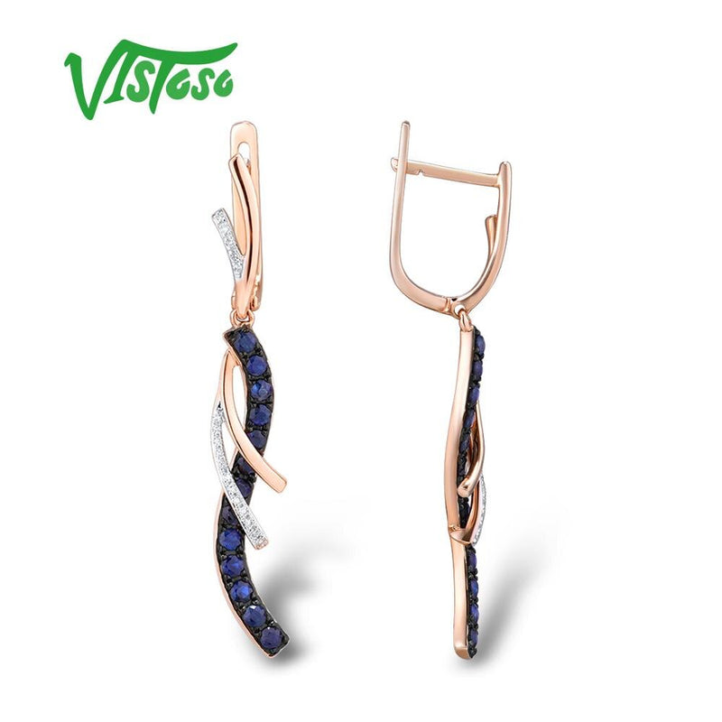 14K Rose Gold Blue Sapphire Earrings