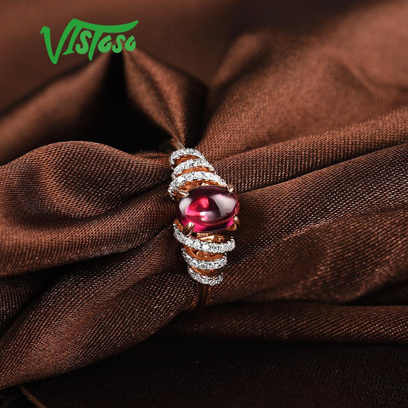 14K Rose Gold Rhodolite Garnet Ring for Women