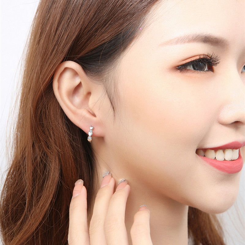 Fashion Small 925 Sterling Silver Heart Zircon Earrings