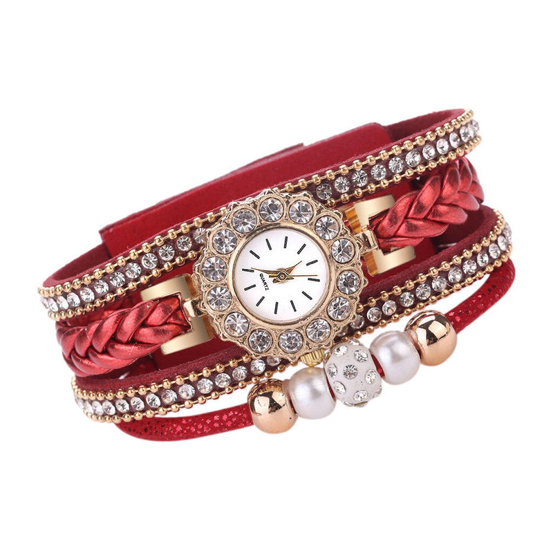 Luxury Vintage Weave Wrap Quartz Top Brand Bracelet Wrist Watch For Women