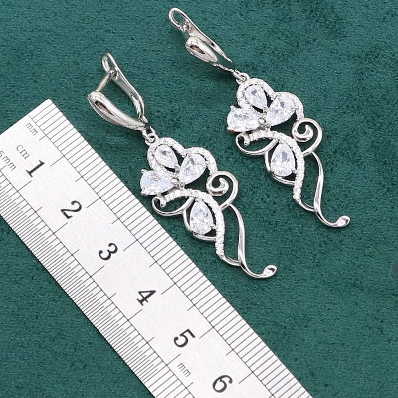 925 Sterling Silver White Topaz Jewelry Set for Women