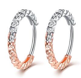 Real 18K Gold Starry Diamond Hoop Earrings