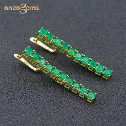 Anzogems 925 Sterling Silver Natural Green Agate String Dangle Earrings