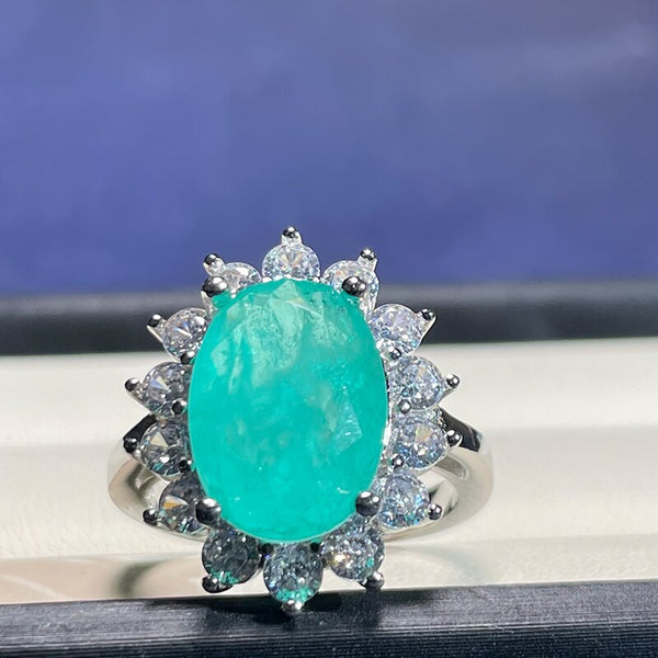 Sterling Silver ring with Paraiba Tourmaline for female