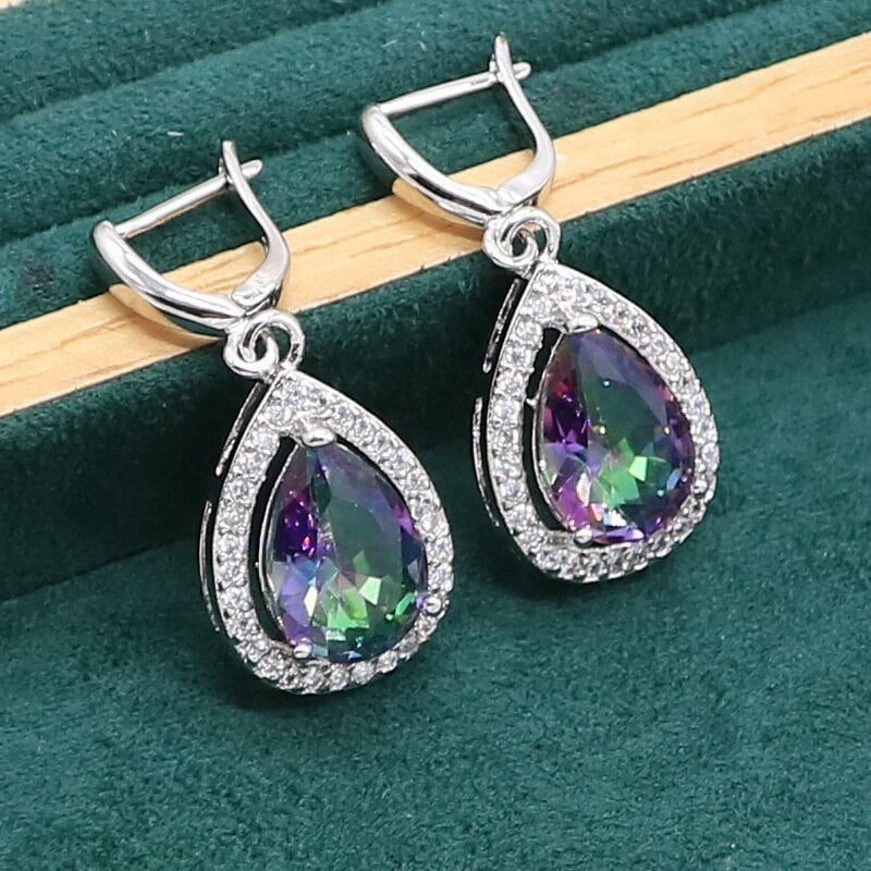 925 Sterling Silver Rainbow Topaz Jewellery Set for Women