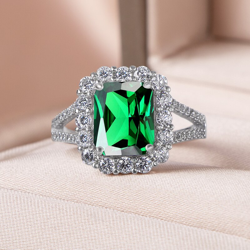 Sterling Silver Emerald Sapphire Rings for Women