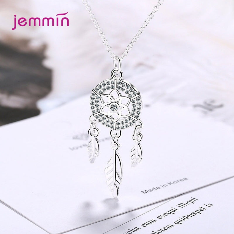 Classic Retro Resizable 925 Sterling Silver Feather Pendant Necklace