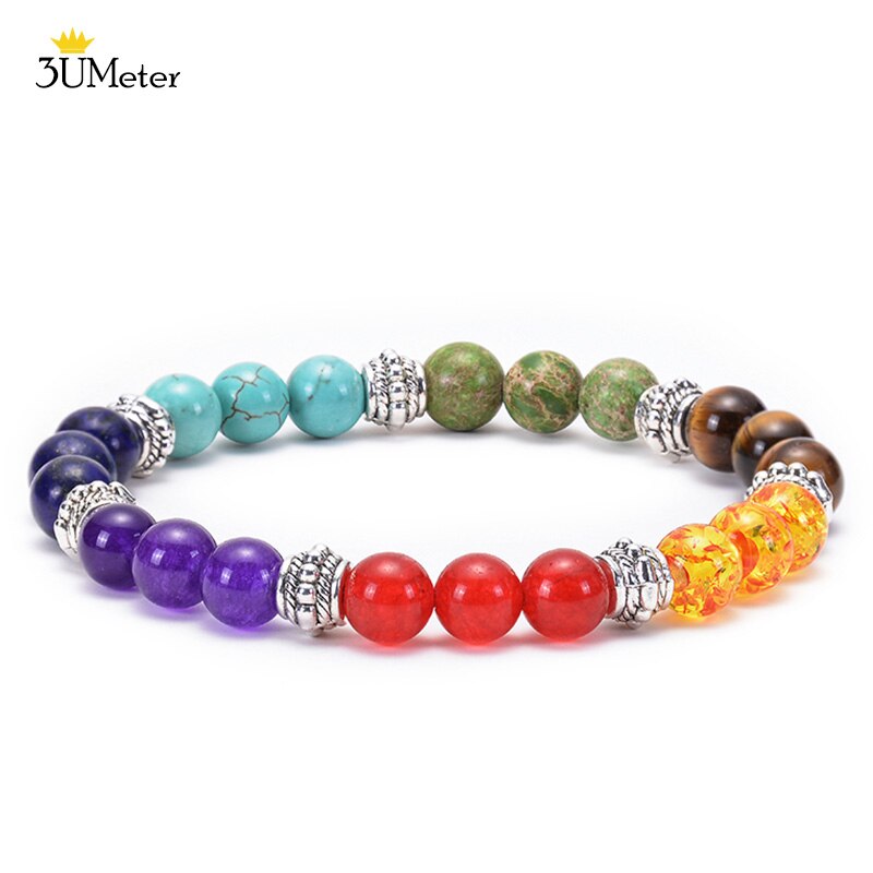 Natural Stone 7 Chakra Tiger Eye Beads Bracelet for Men Women