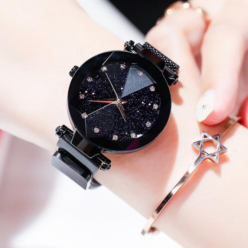 Luxury Starry Sky Stainless Steel Mesh Bracelet Watch For Women