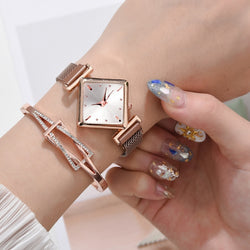Women Square Watch Luxury Ladies Quartz Magnet Buckle Gradient Color Watches Watches for Women  Women Fashion Watch Wrist Watch
