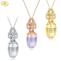 Yellow Gold Plated Sterling Silver Natural Lemon Quartz Pendant 13.20 Carat for Women
