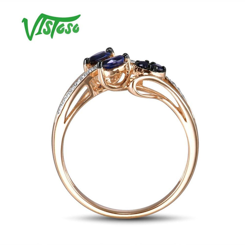 14K Rose Gold Blue Sapphire Ring