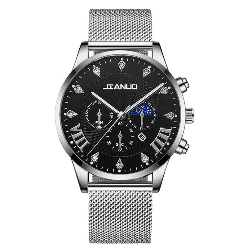 Men Watches Luxury Brand Men Stainless Steel Mesh Calendar Watch Men Business Sports Quartz Watch For Men Relogio Masculino Hot