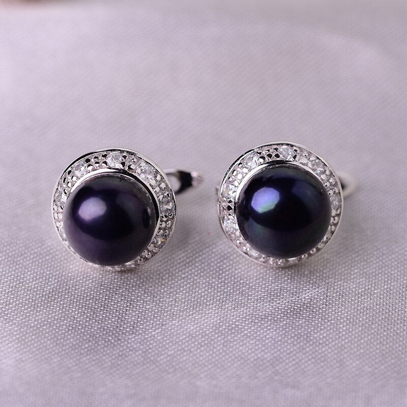 YIKALAISI 925 Sterling Silver Natural Colorful 8-9mm Pearl Stud Earrings