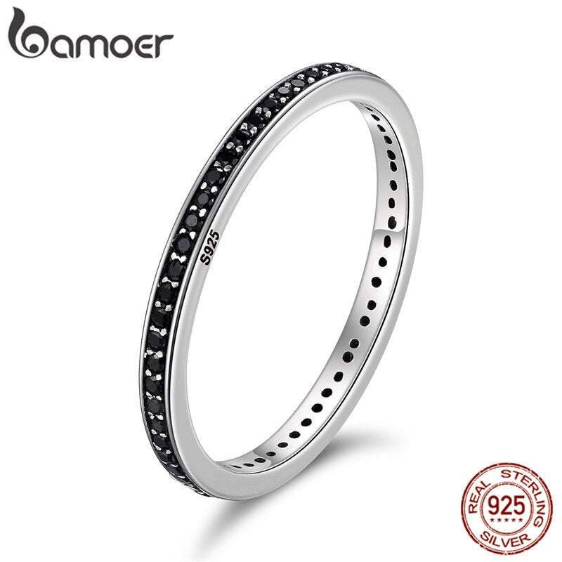 Authentic 925 Sterling Silver 2 Colors Dazzling CZ Stackable Ring