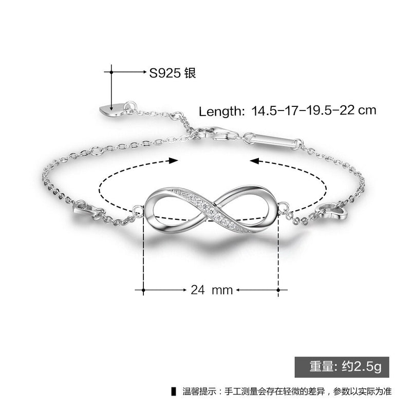 LEKANI 925 Sterling Silver Infinity Womens Adjustable Friendship Bracelet Engagement Creative 2020 New Fashion Zircon Bracelet