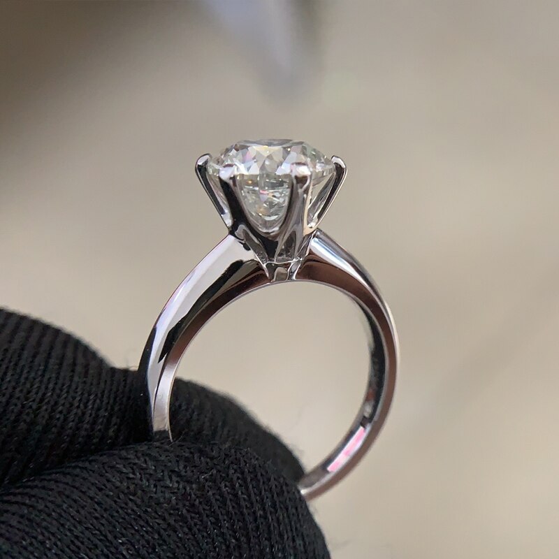 YANHUI 18K RGP Stamp Pure Solid White/Yellow/Rose Gold 2.0ct Lab Diamond Solitaire Ring